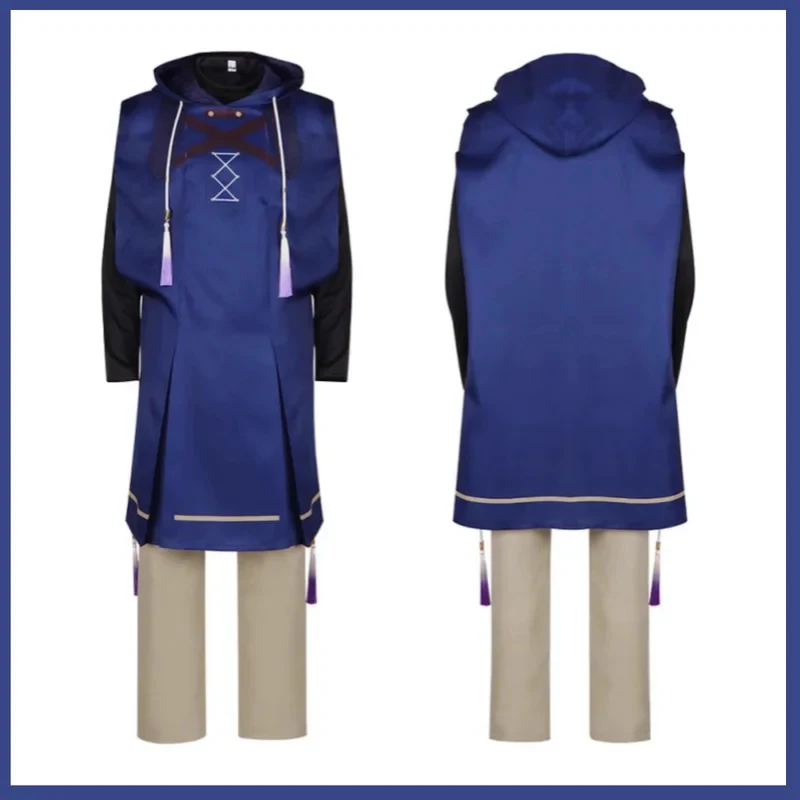 

s;3'c\5/b'Anime Silent Witch Louis Miller Cosplay Costume Magic Robe Blue Hooded Top Shawl Uniform Full Set Adult Men 3'f,6\b;8/