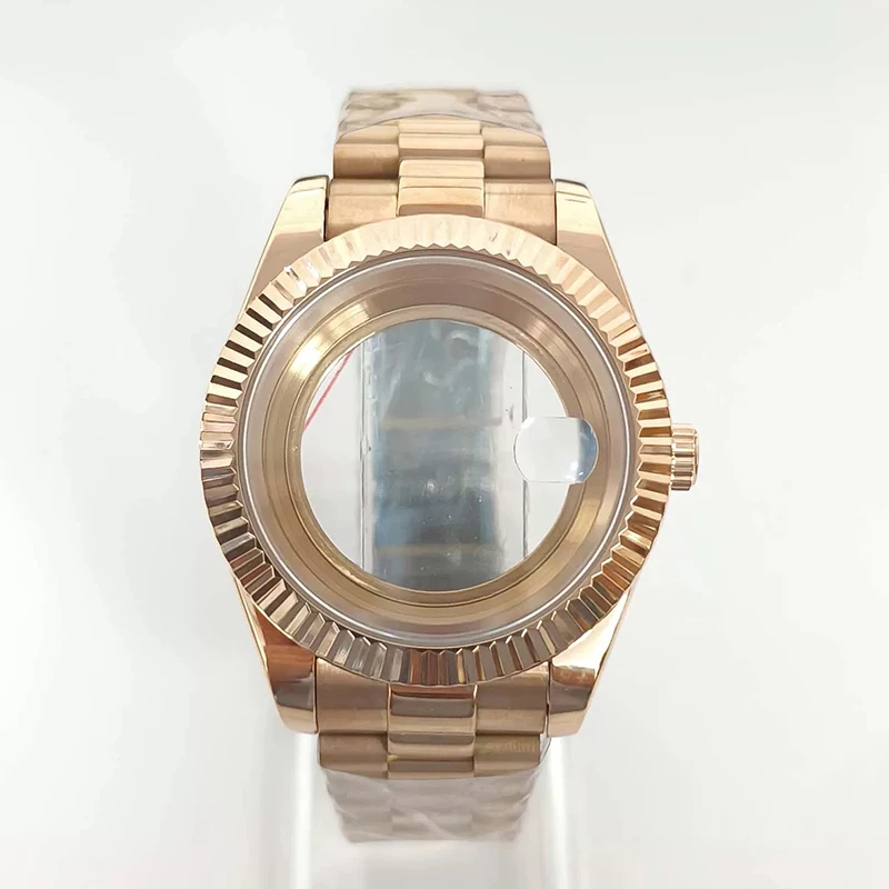 Нержавеющая сталь 316L, 41 мм, розовое золото, корпус для часов в классическом стиле + ремешок, циферблат 28,5 мм, водонепроницаемый, подходит для механизма 8285
