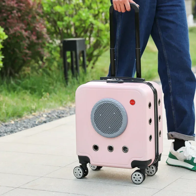 

Cat Travel Bag Pet Going Out Portable Trolley Case Cat Suitcase Large Capacity Portable Air Case Pet Strollers