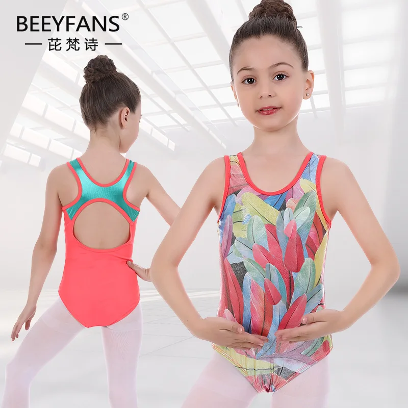 Leotardo de baile de ballet para niña, leotardo de verano con estampado de moda, 1 unidad por lote