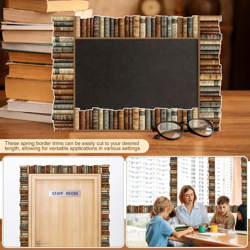  Decorative Book Flower Border Sticker for Classroom Chalkboard Whiteboard Wall Display Multipurpose Bulletin Board Border Trim