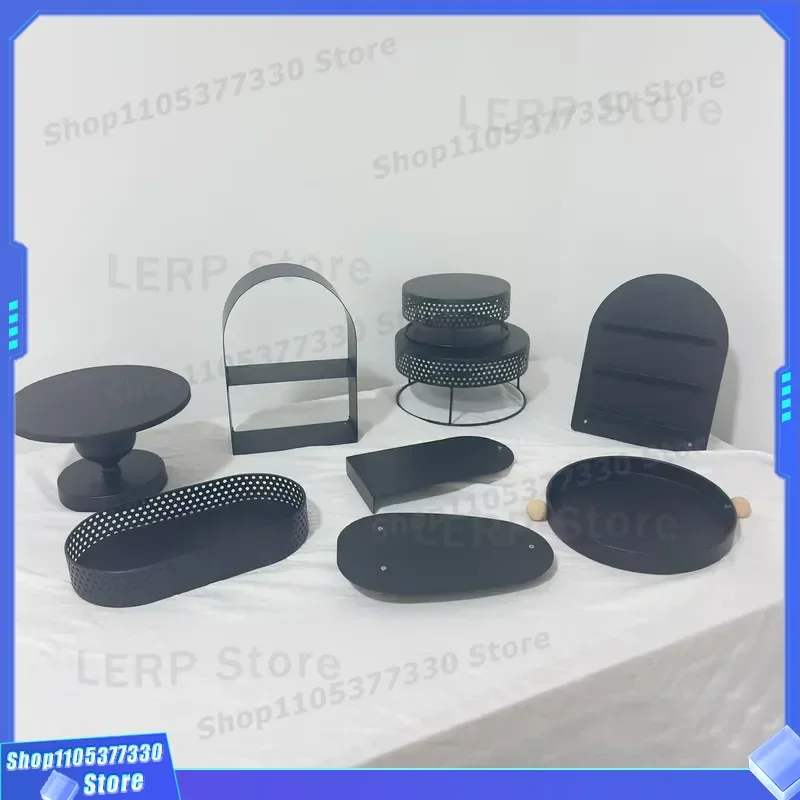 Black Metal Cake Stand for Wedding Birthday Party Dessert Display Rack Afternoon Tea Snack Holder Cold Food Table Ornament