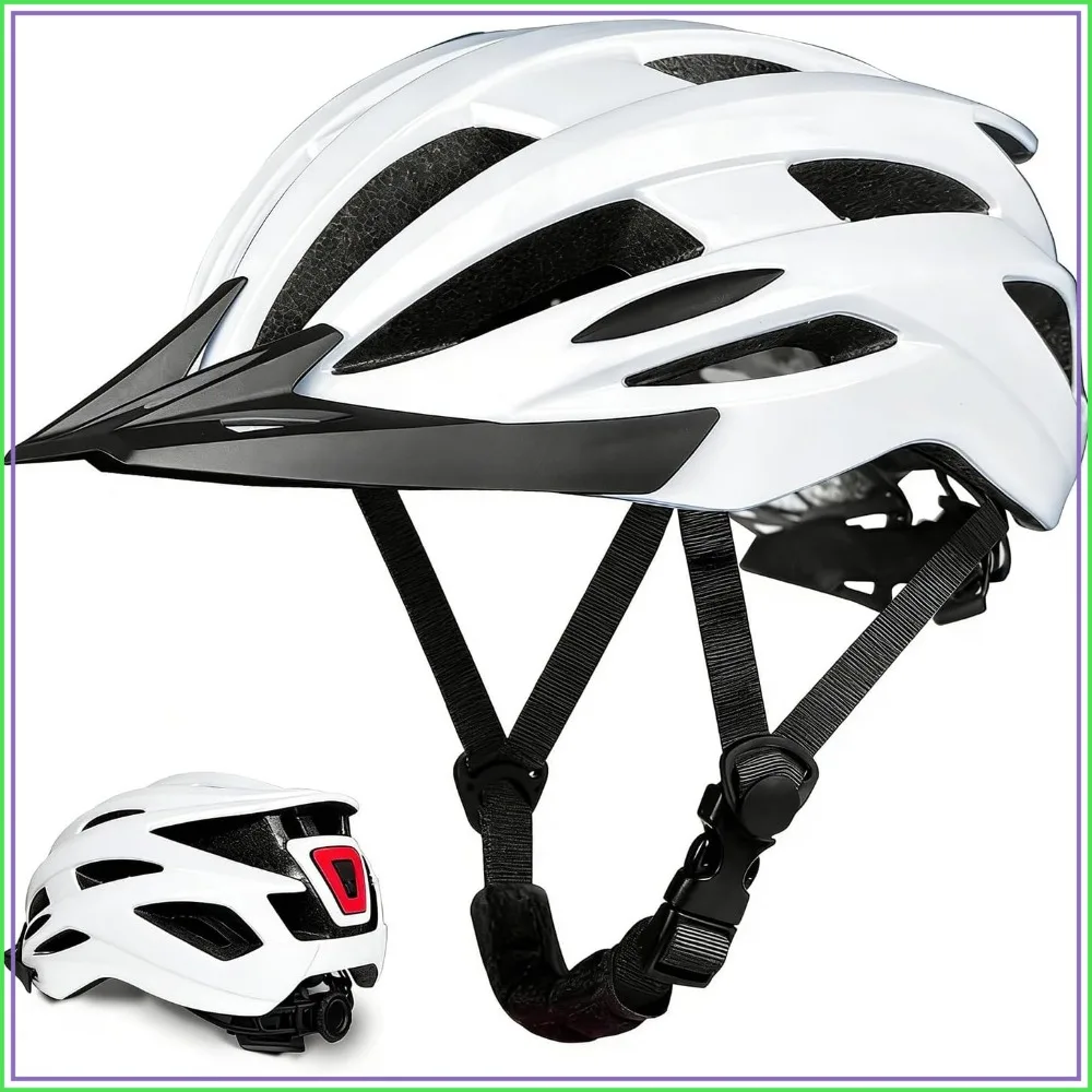 USB Rechargeable Bike Helmet with LED Light, Detachable Visor, CPSC Certified, 56-62cm
