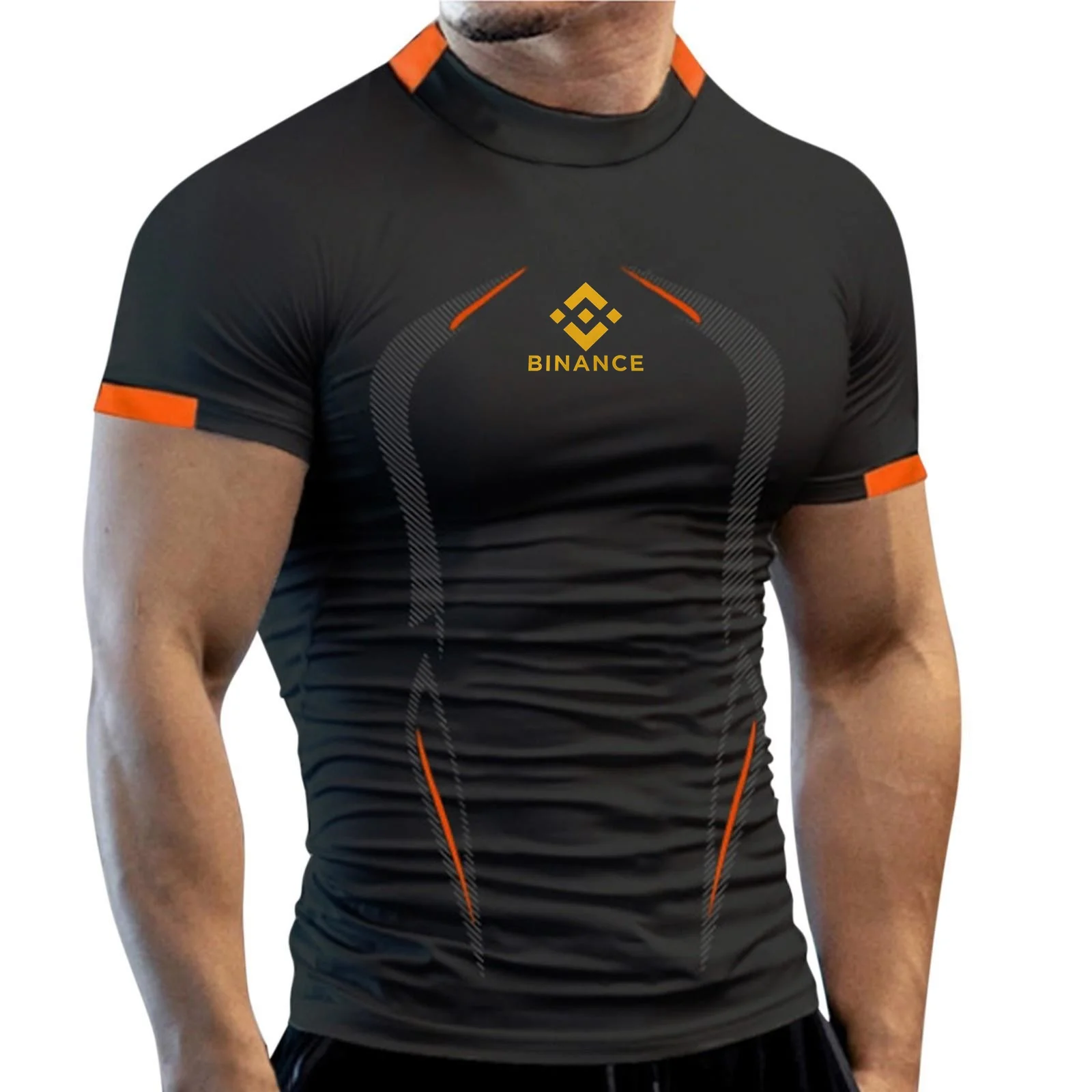 Compression Stretch Muscle Men Tshirt Binance Crypto Tee Lightweight Breathable Fitness T-Shirt Tight Training Gym Sports Jersey