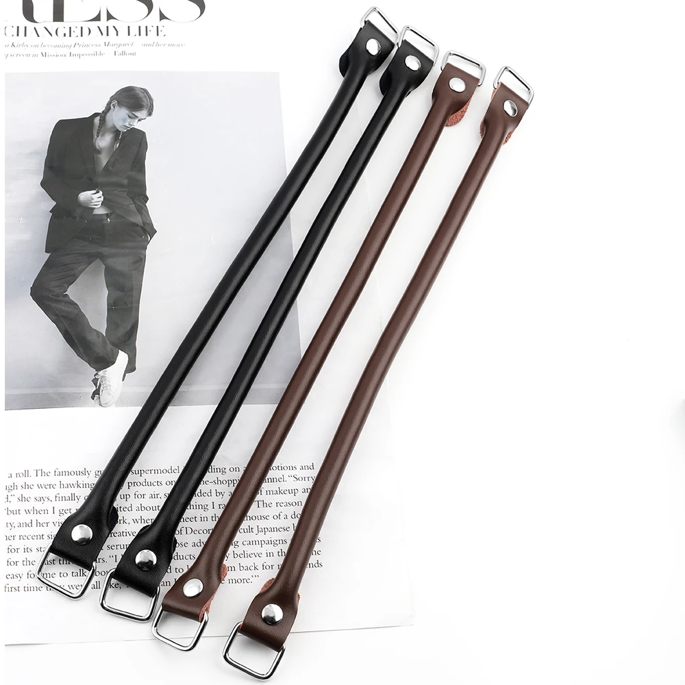 1Pair 38cm Genuine Leather Bag Straps Belts DIY Replacement Handbag Purse Handle Bag Accessories Coffee Black Bags Straps Belts
