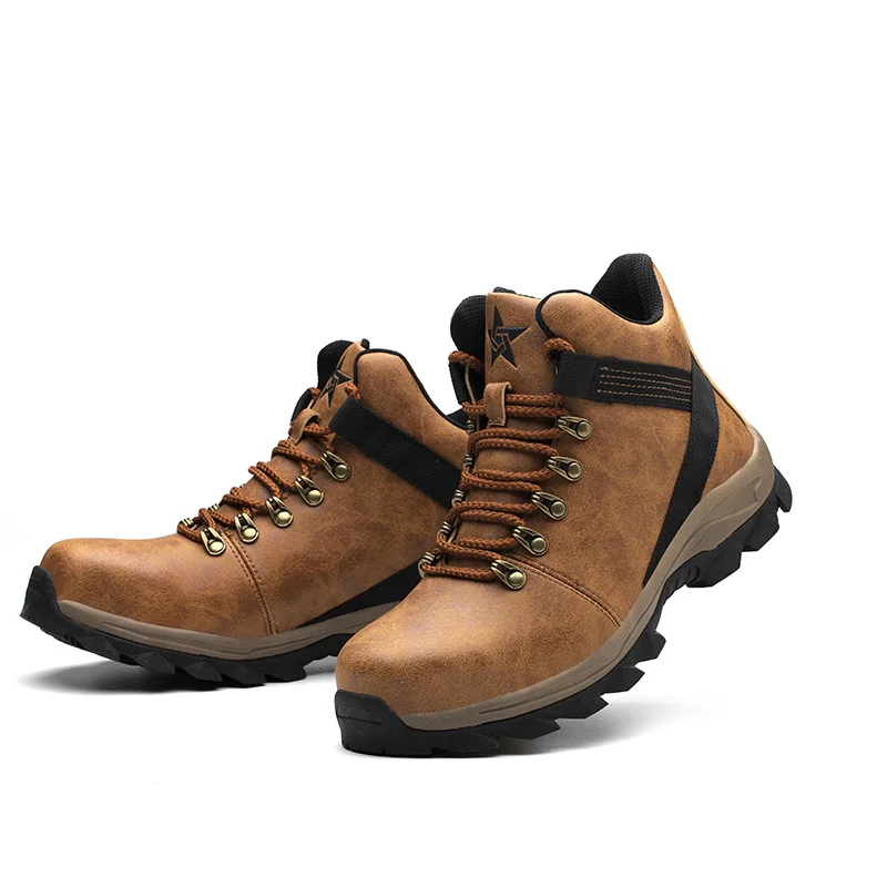 2023 Men Work Safety Boots Anti-smash Anti-puncture Work Sneakers High Top Safety Shoes Men Indestructible Work Boots