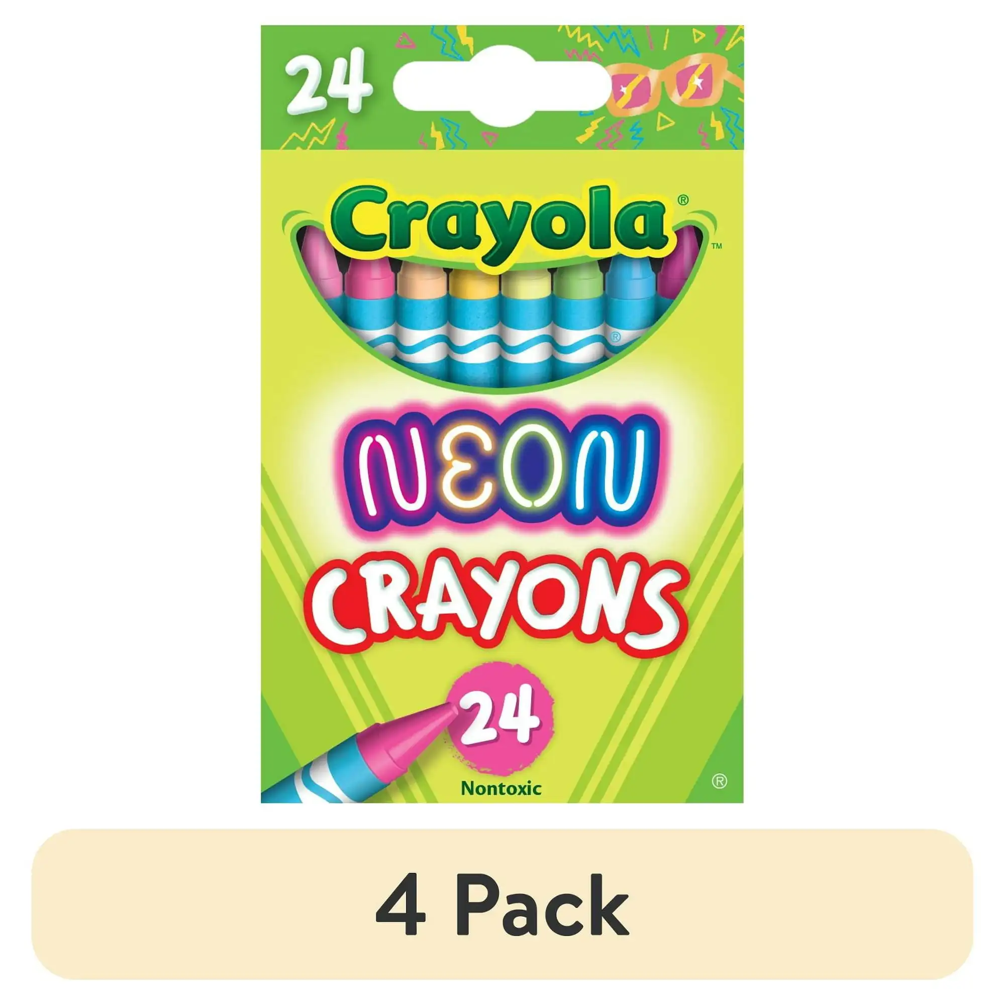 

(4 упаковки) Crayola неоновые мелки, 24 карата, пасхальные поделки, необходимая Пасхальная корзина, милые мелки, необходимая вещь для классной комнаты