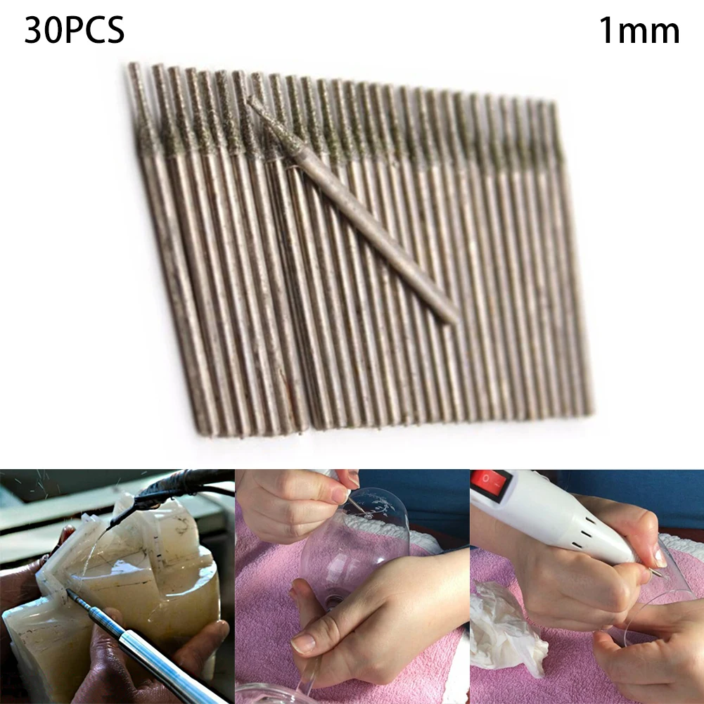 Useful High quality Diamond Drill Bit Glass Carving Kit Saw Cutter Solid Bit Stone Carving 1 Mm 30Pcs/set Coated