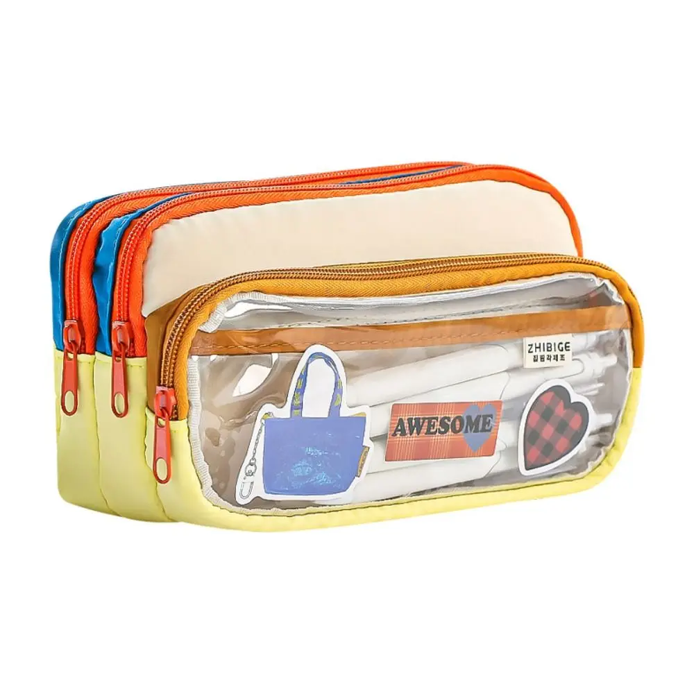 Multifunctional Multi Layer Pencil Pouch Large Capacity Dust Prevention Pencil Storage Bag Assorted Colors Canvas Stationery Bag