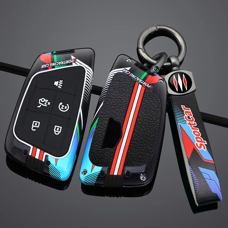 5 Bottons Metal Car Key  Case Cover for Cadillac Keychain Accessories  CT5 Ct4 CT6 XT5 XT6 XT4 LYRIQ Escalade 2023 2022 2024