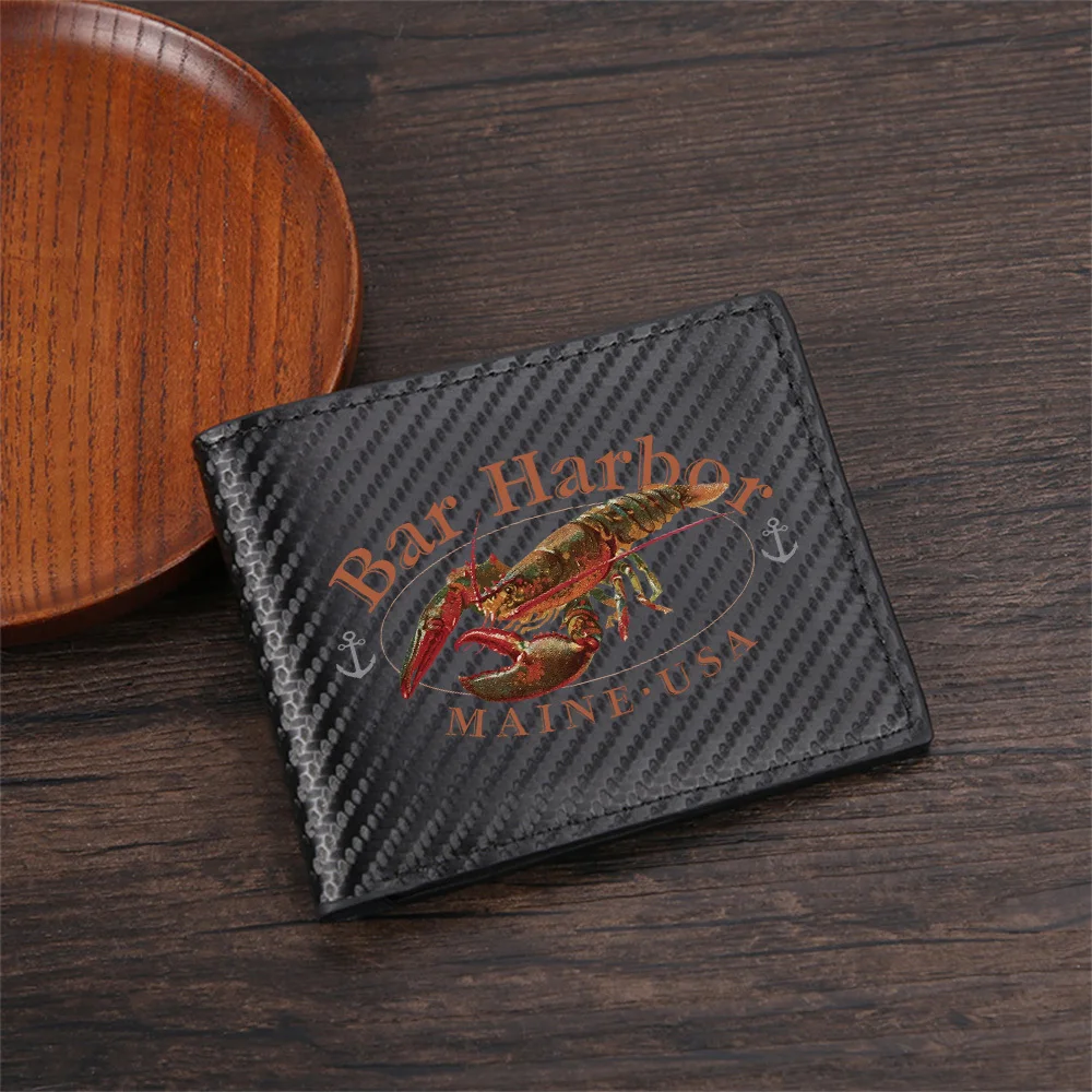 Lobster Harbor,Maine,Anchor,USA Men's Wallets Simple Business Modern Stylish Printing Design Gifts For Father Boyfriend Christma