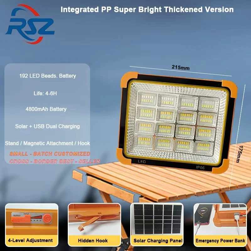 Solar Camping Lantern,Outdoor Rechargeable LED Tent Light,with Magnet,Powerful Flashlight Power Bank Repair Emergency Flood Lamp