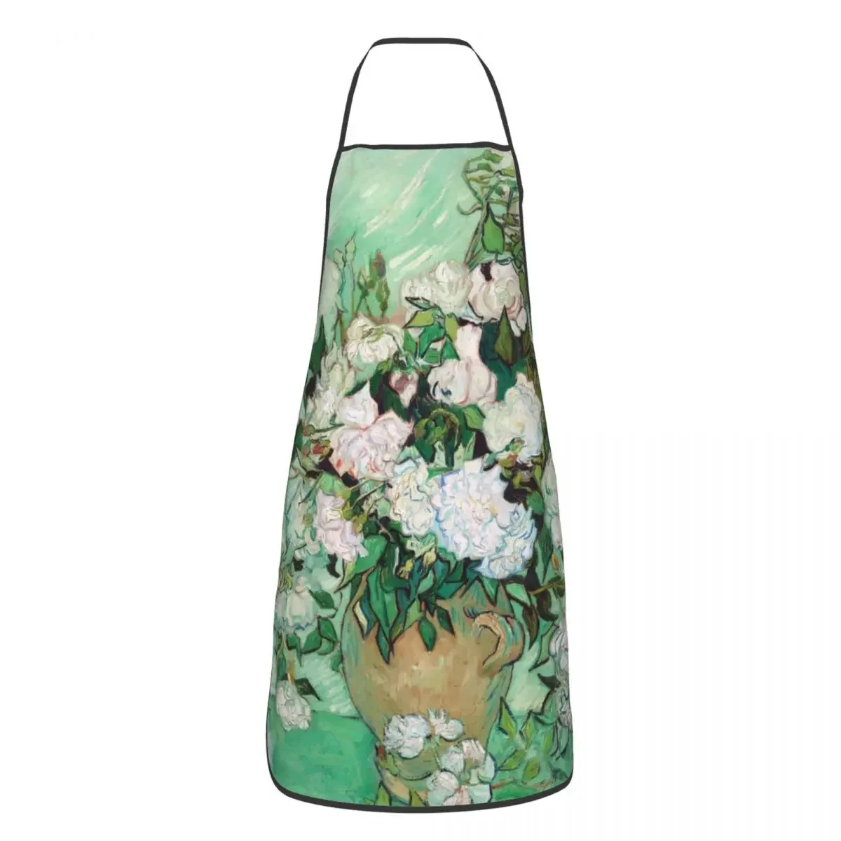 Custom Bib Vincent Van Gogh Still Life Apron Men Women Adult Chef Kitchen Cooking Vase with Pink Roses Tablier Cuisine Gardening