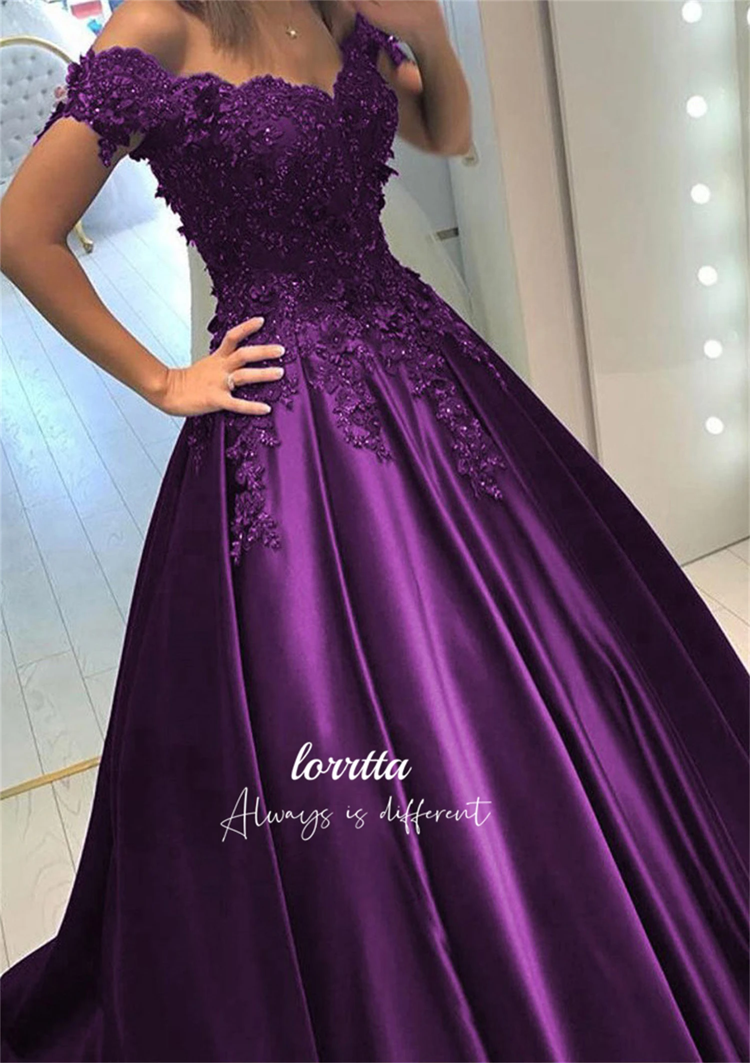 Lorrtta Formal Dress Ball Gown Line A Evening Lace Flower Decoration Happy Sharon Dresses 2024 Robe De Soiree Femmes Wedding