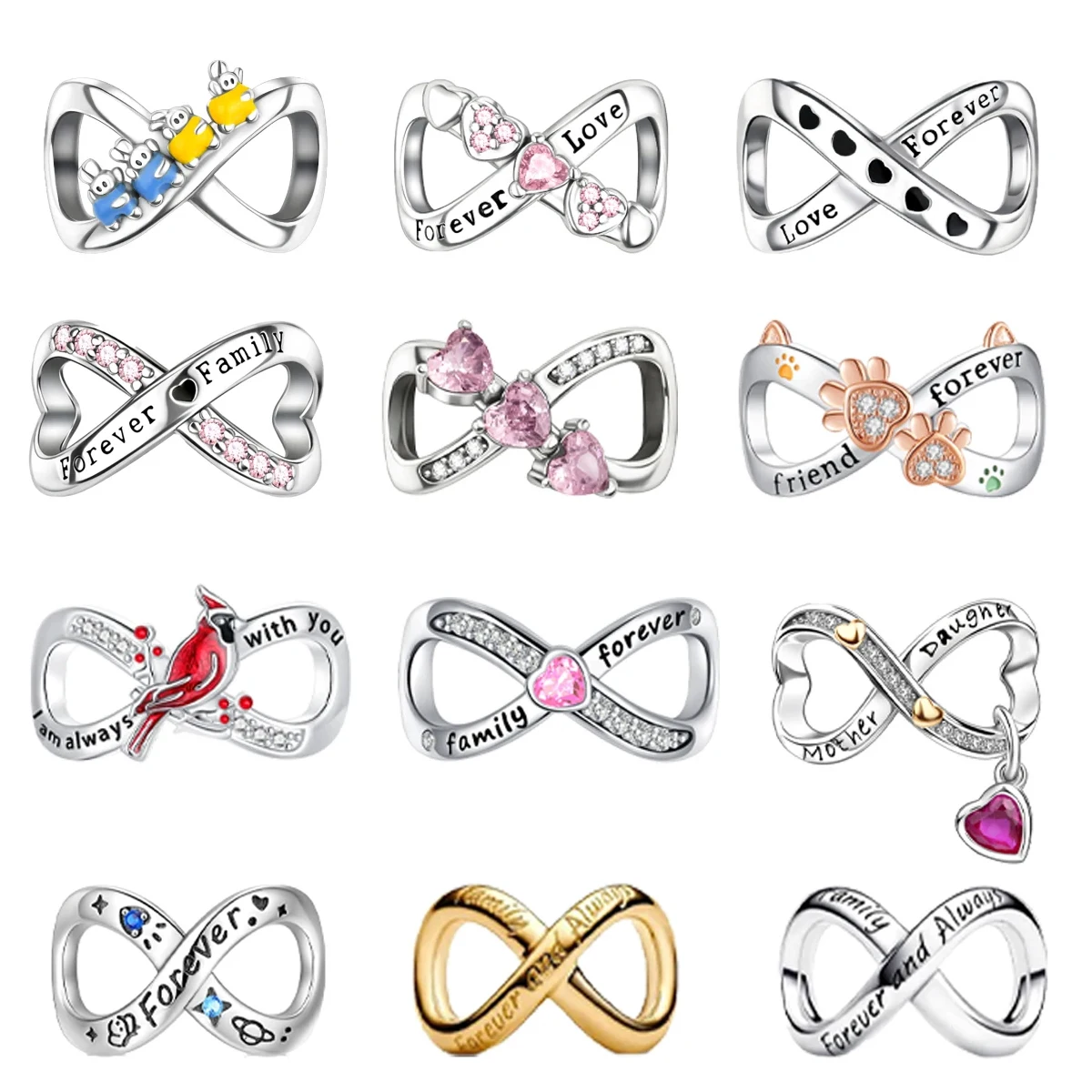 

Новые оригинальные подвески из стерлингового серебра 925 пробы, счастливый символ бесконечности, сердце, бусины, подвески, подходят для браслета, ожерелья, ювелирные изделия своими руками, подарок