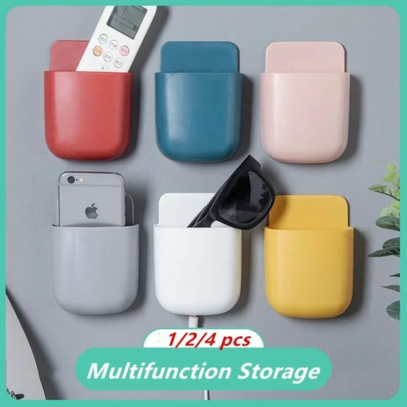 1/2/4PCS Wand Fernbedienung Lagerung Box Organizer Montiert Handy Stecker Wand Halterung Multifunktions Ladestation