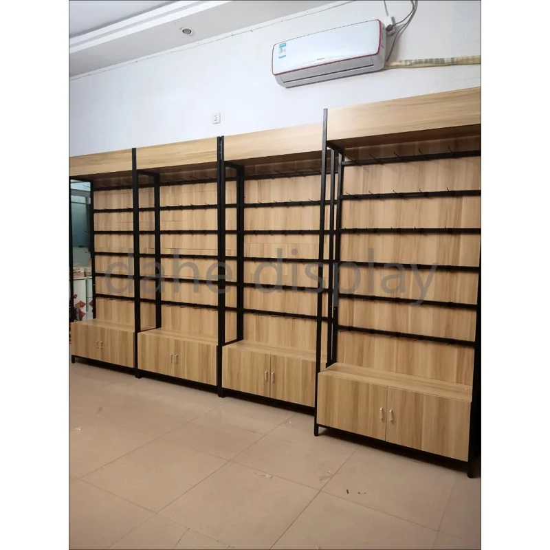 custom.Adjustable Showcase Display Rack with Cabinet Hooks Mobile Phone Accessories Supermarket Shelves Display Cabinet