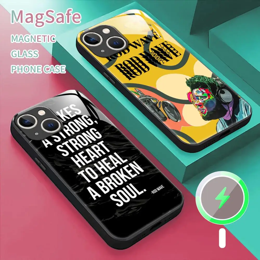 Rod Wave Rapper Phone Case For iPhone 15 14 13 12 11 X XR XS XSMAX 8 7 Plus Mini Pro Max Glass Magnetic Phone Case