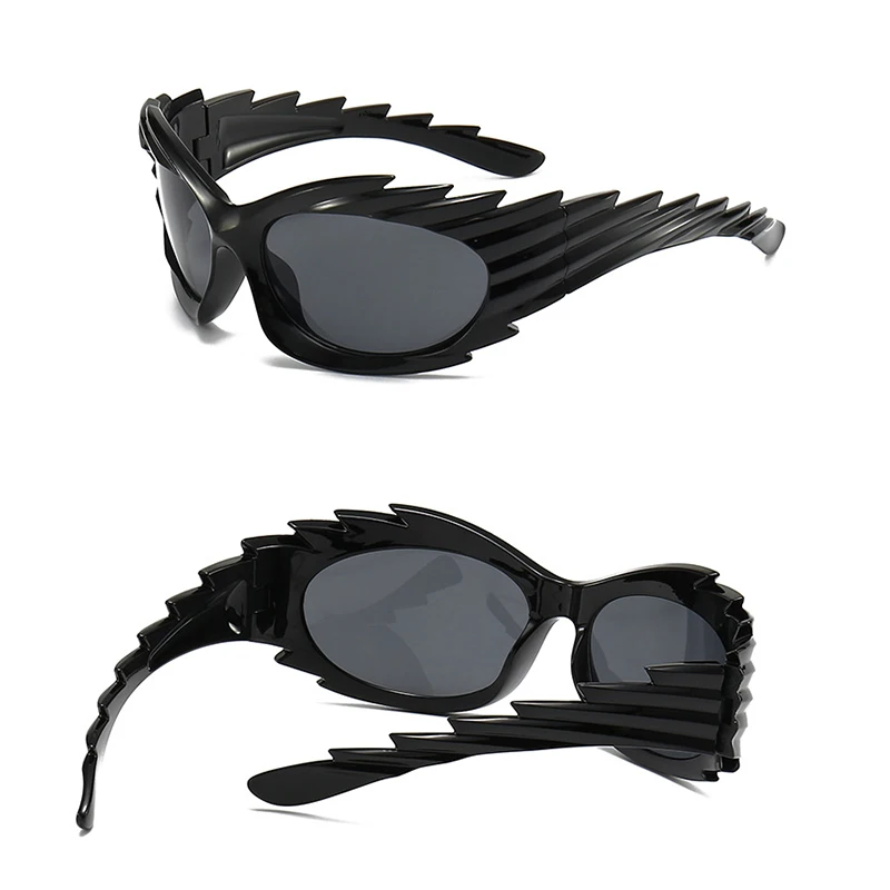 Nowe okulary przeciwsłoneczne damskie i męskie w stylu sportowym punk Y2K na rok 2025, luksusowe okulary markowe, jednoczęściowe okulary przeciwsłoneczne dla mężczyzn, srebrne okulary bezramkowe w stylu hip-hop.