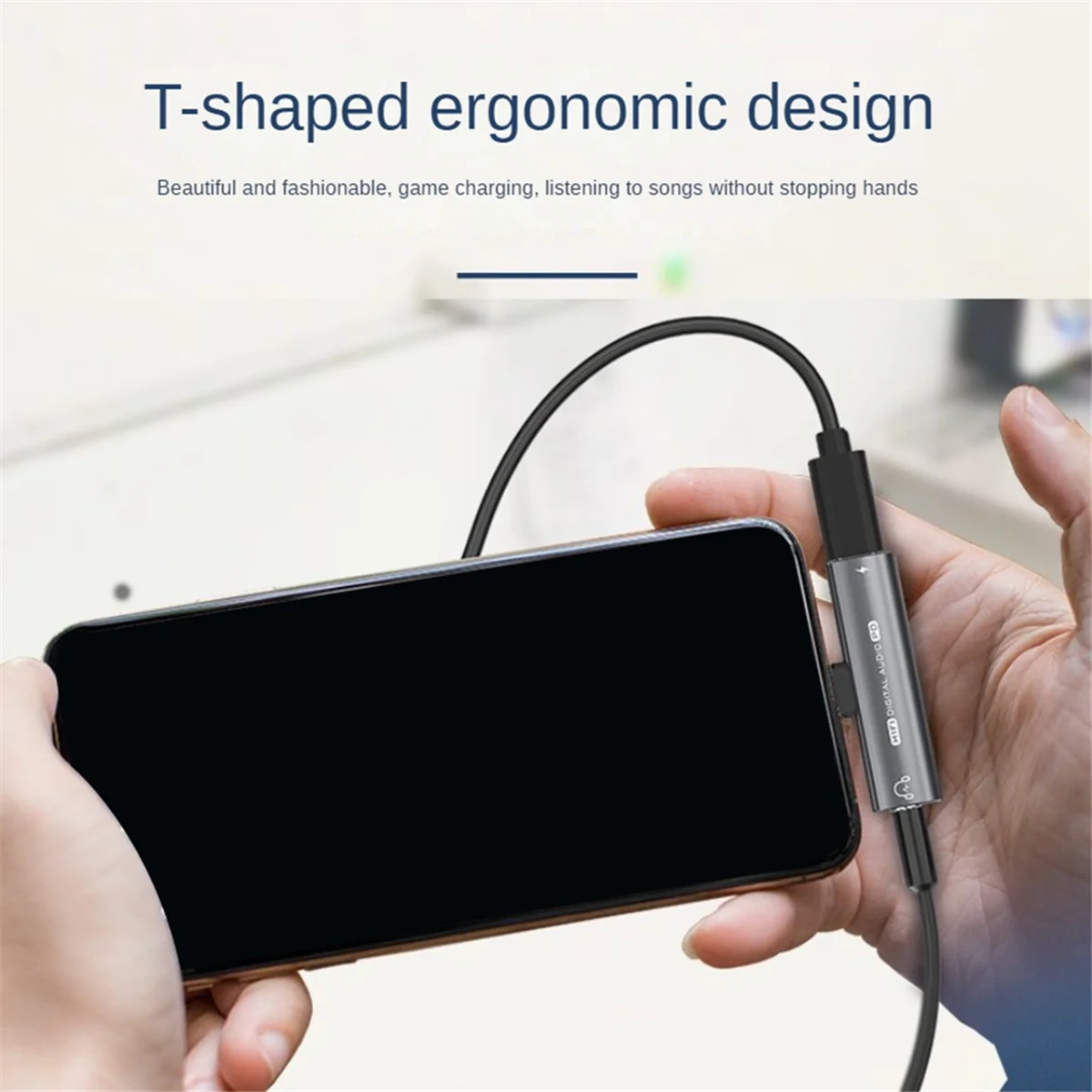 

N33R_2In1 Адаптер для наушников USB Type-C на 3,5 мм, декодер 16 бит/48 кГц, серый