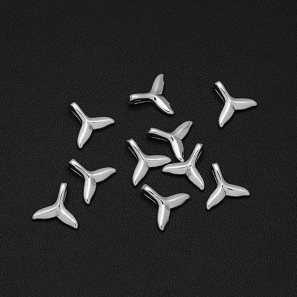 50pcs/lot--10x10mm Mini Mermaid Whale Tail Charms Pendants For Diy Jewelry Making Supplies Accessories Wholesale Bulk Items