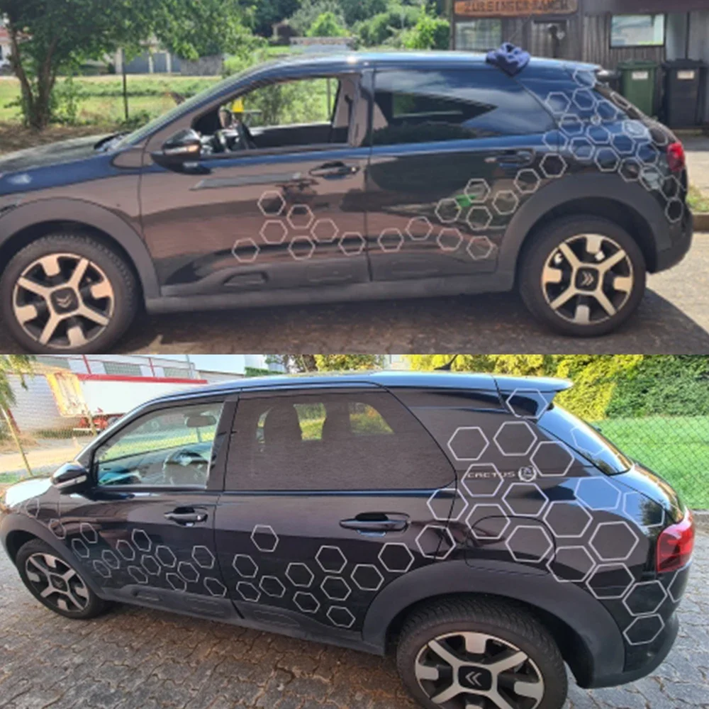 Auto Grafiken Waben Offenen Stil Aufkleber Auto Decor Tuning Auto Seite Aufkleber Für Audi BMW Ford Kia Renault Hyundai Fiat Subaru – Detail 6