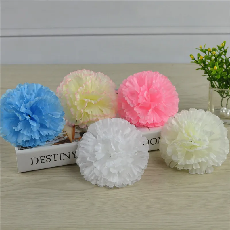 10pcs/lot Silk Flower Carnation Flower Head Mother's Day Decoration Flower Wedding Flower Simulation Carnation Style Background