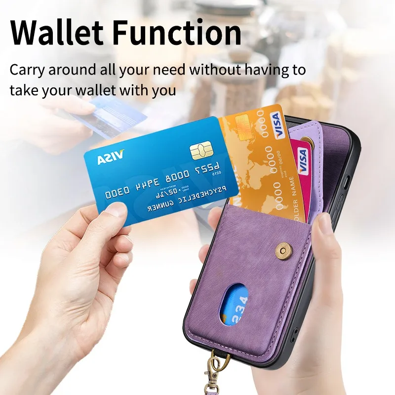 For VIVO V70 FE Wrist Strap Card Slot Wallet Phone Case For Vivo V70FE V 70 FE Leather Wallet Protective Back Cover Lanyard view 4