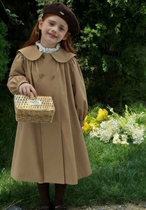 

Girls Coat Spring Autumn 2023 New Trench Coat Korean Style Girl Baby Solid Color Casual Simple New Fashionable Kids Coat