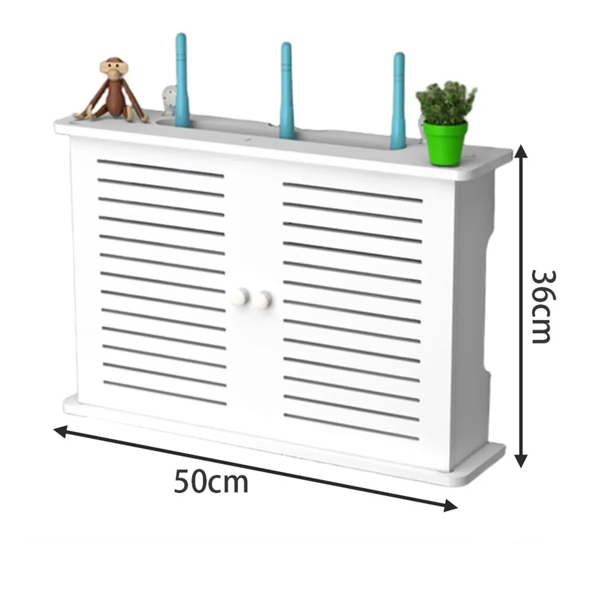 Wall Mounted WiFi Box Hider Cabinet for Router, Modem, Power Strip PVC+Wood Plastic Board Wall-mounted Shelf
