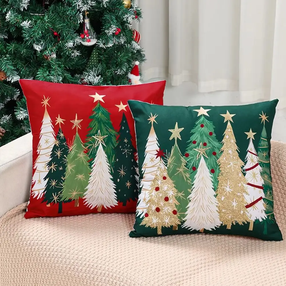 

Home Textile Christmas Pillow Cover Xmas Trees Pattern Comfortable Cushion Cover Breathable Cushion Pillowcase Home Decor