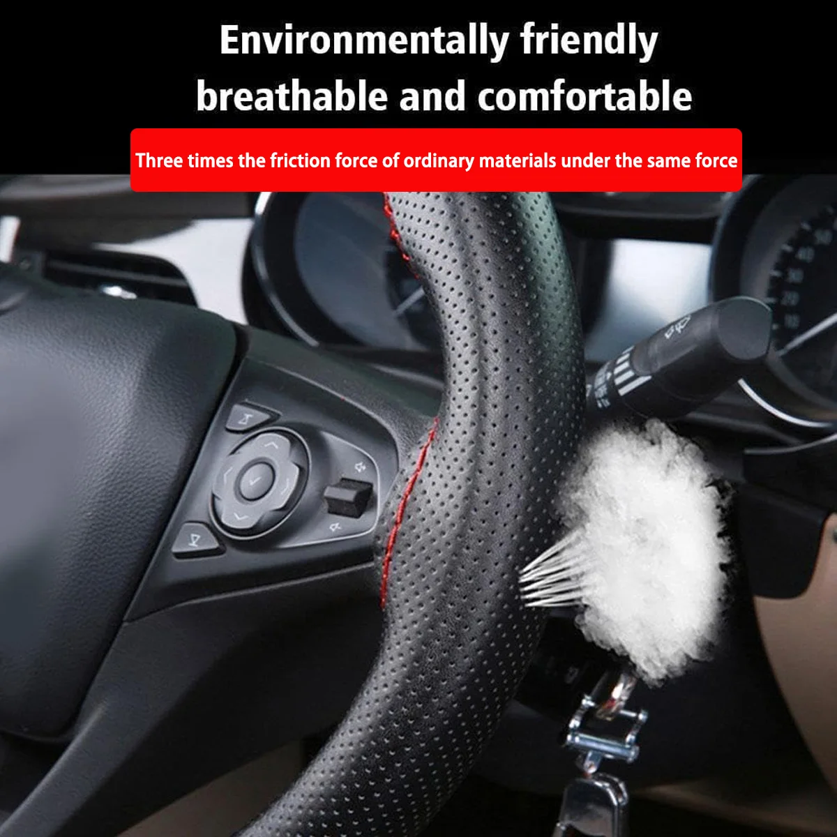 Universal Hand Sewn Design Car Steering Wheel Protective Cover 38cm DIY Leather Car Steering Wheel Cover With Needle And Thread