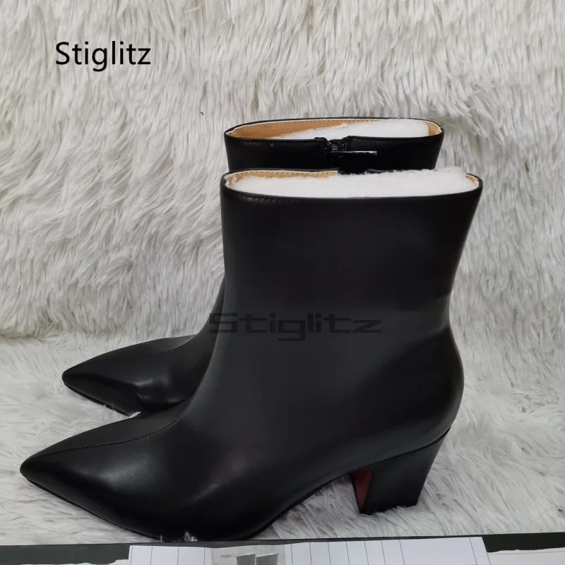 

Black Pointed Toe High Heels Men's Boots Genuine Leather Side Zipper Chelsea Ankle Boots for Men British Style Catwalk Male Shoe