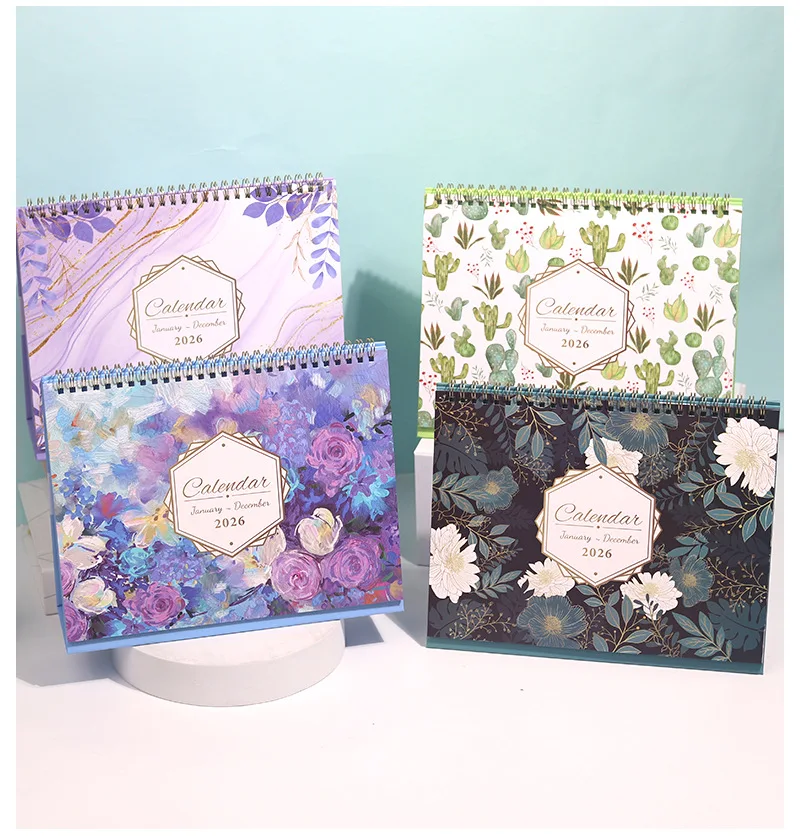 

2026 Exquisite Desk Calendar 12-Month Standing Flip Calendar Daily Monthly Scheduler Desktop Calendar Gift For Office Workers