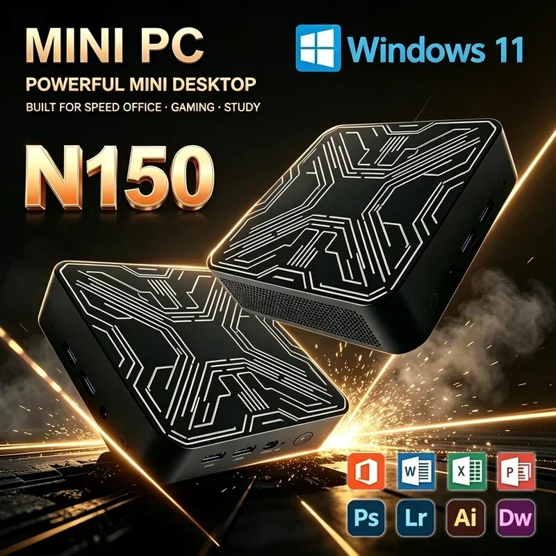 Intel N150 2026 Portable Mini Host 16GB DDR4 M2 NVMe SSD Triple 4K Screen Support WiFi6 Silent Cooling Desktop Computer