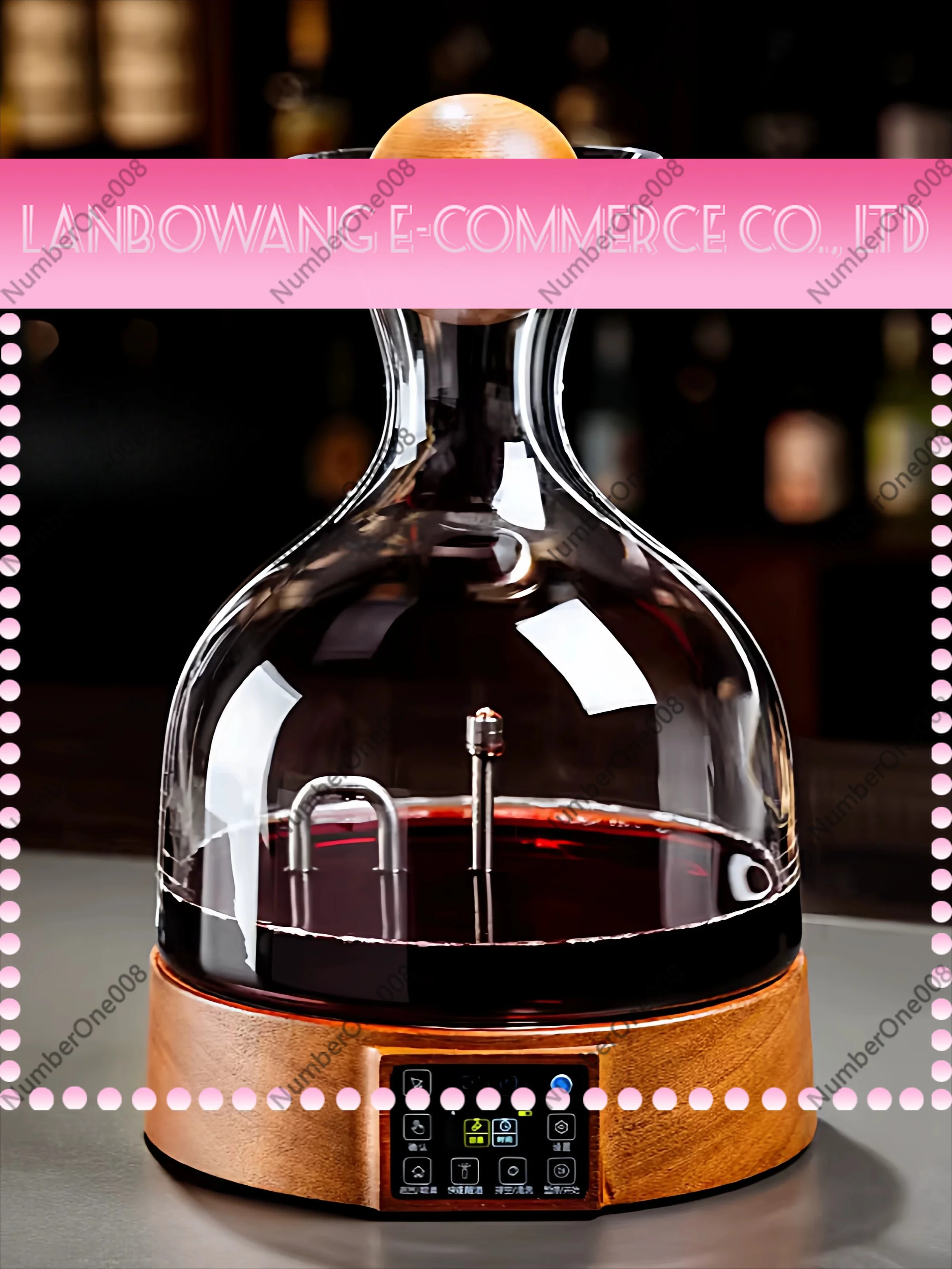 Electric Wine Aerator, Smart Automatic Decanter with Wooden Base, Crystal Red Wine Pourer for Home Bar, Fast Oxygenating