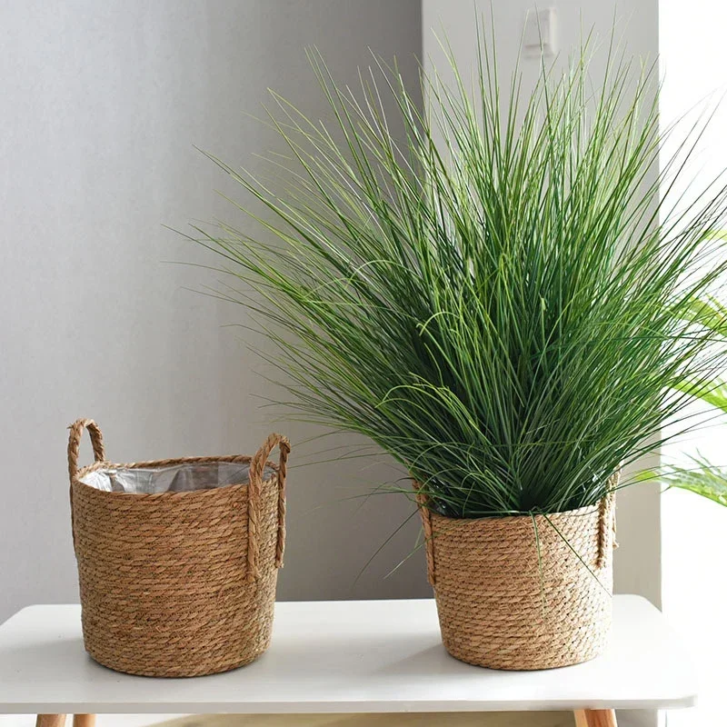 Nordic Handmade Straw Woven Flower Pot Planter Basket Laundry Dirty Clothes Storage Potted Garden Green Plant Flower Holders