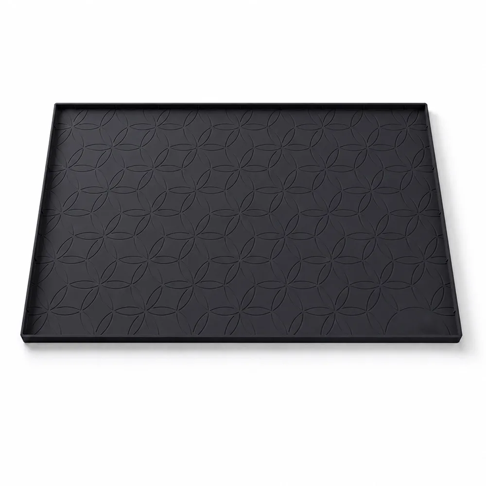 Waterproof Under Sink Mat Anti-Mold Flower Texture Silicone Cabinet Protector Easy Clean Raised Lip Cabinet Liner Bathroom