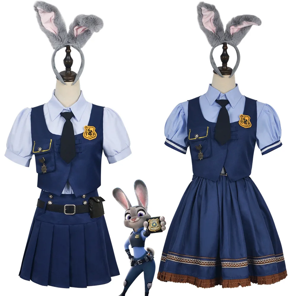 Kaninchen Polizist Cosplay Kostüm; Zootopia Judy Cosplay Kostüm; Häschenmädchen JK Ausstellungsuniform