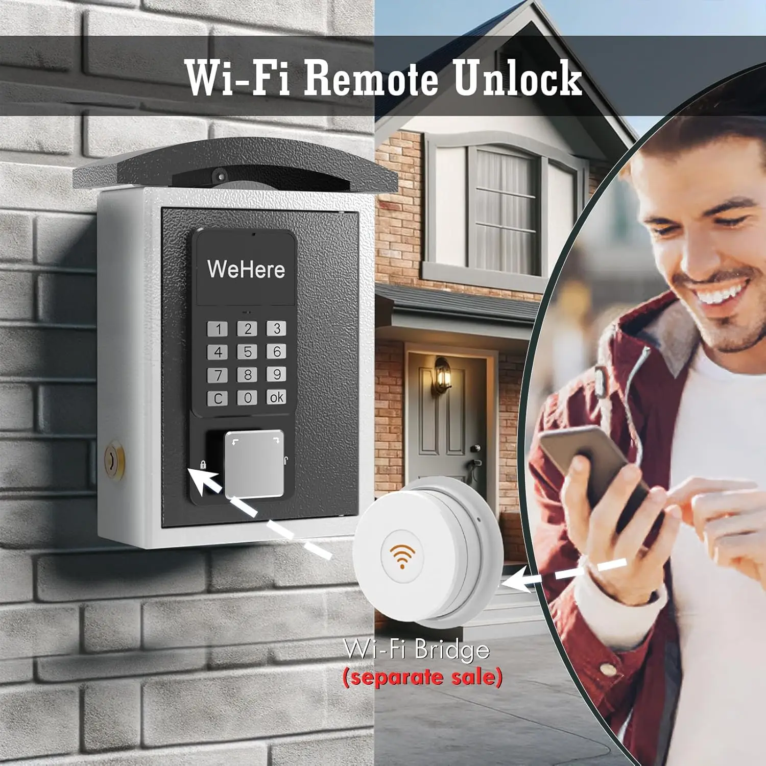 WeHere Key Safe Box Smart OTP/APP/Password/Bluetooth/Key Unlock KeyBox Security Storage For House Outdoor Security Management