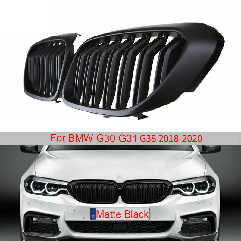 Matte Black Front Double Line Sport Kidney Grille Grill for BMW 5 Series G30 G38