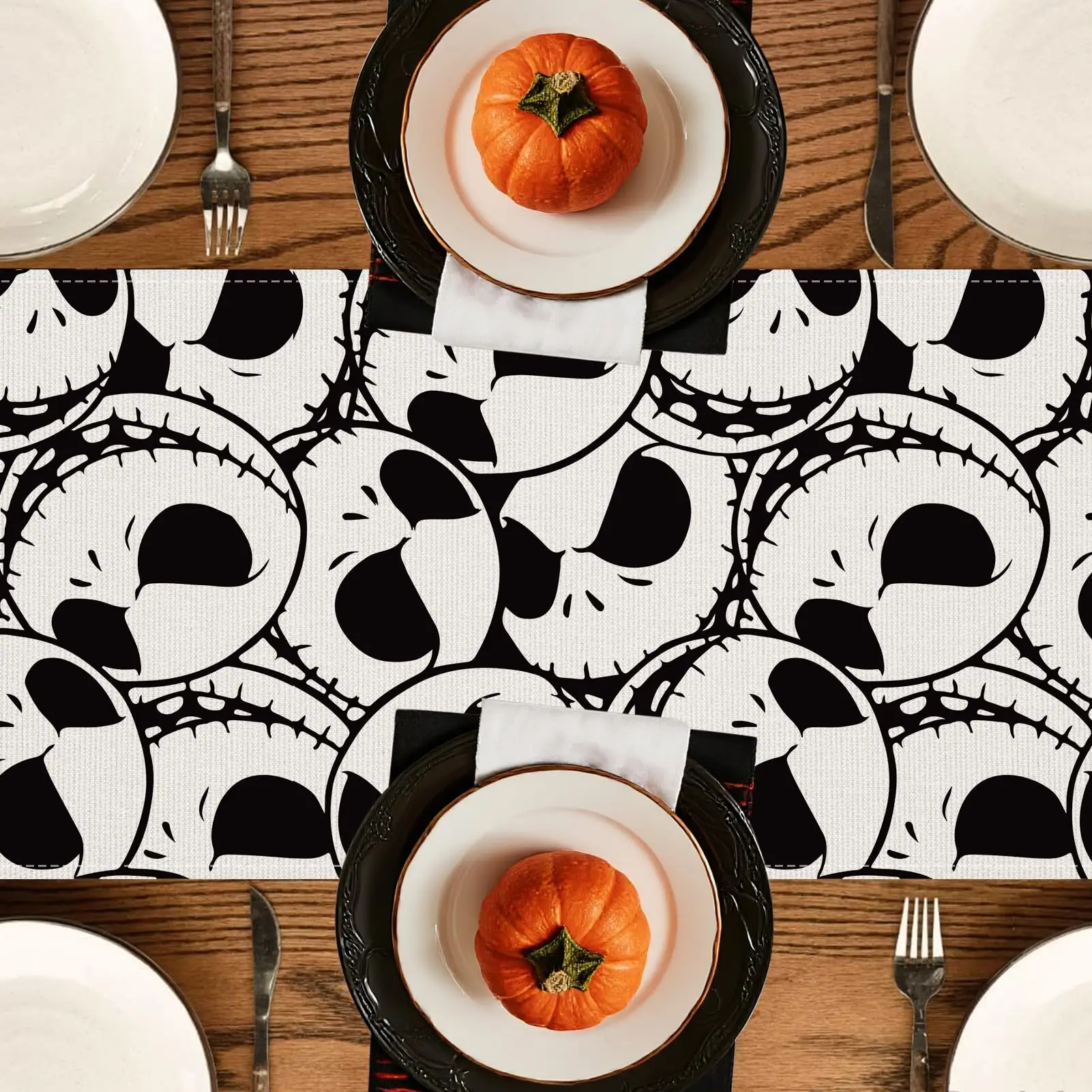 VIKAMA Halloween Table Runner, Christmas Table Runner, Skeleton Halloween Decorations for the Home Kitchen, Banquet Decorations