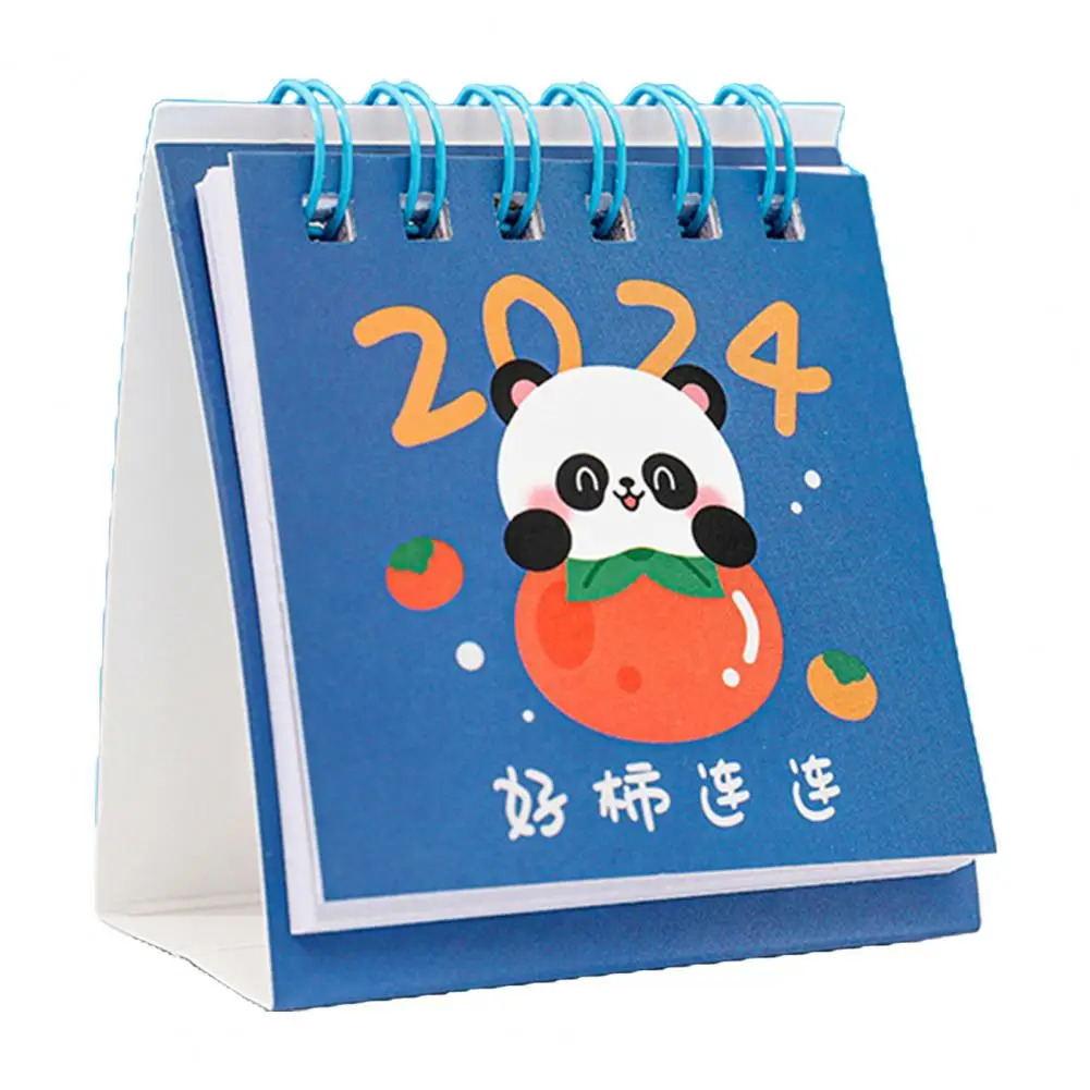 2Pcs 2024 Mini Desk Calendar Stylish Functional Daily Planner Cartoon Design Table Calendar for Home Office