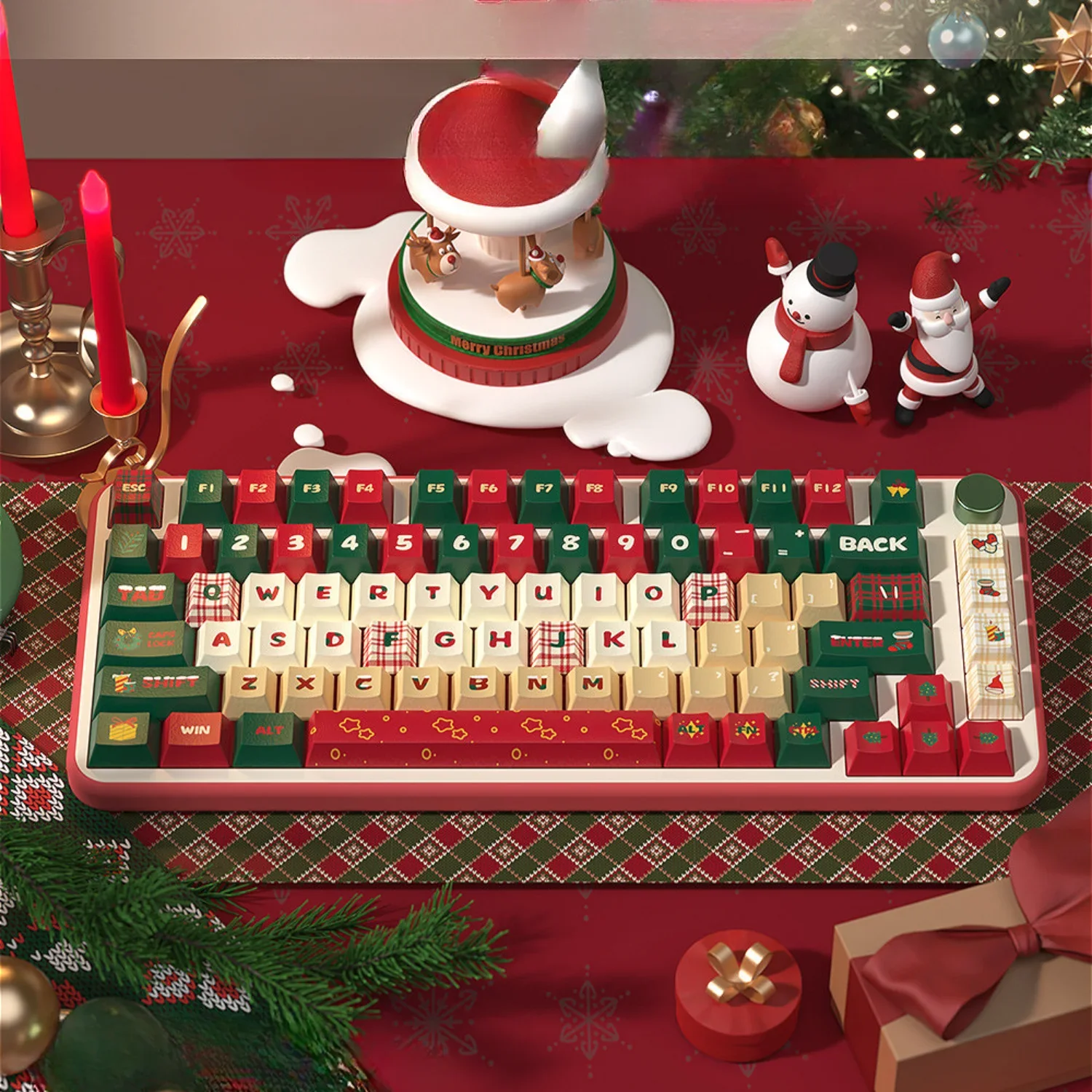 Christmas Theme Cherry Keycap Set Customized Pbt Large Set for Cherry Gateron MX Switches Gaming Mechanical Keyboards