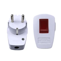 EU Plug Adapter With Switch Rewireable Socket Power 10A AC Outlet Korea Electrical Wiring Plug Electrical Socket For Power Cable