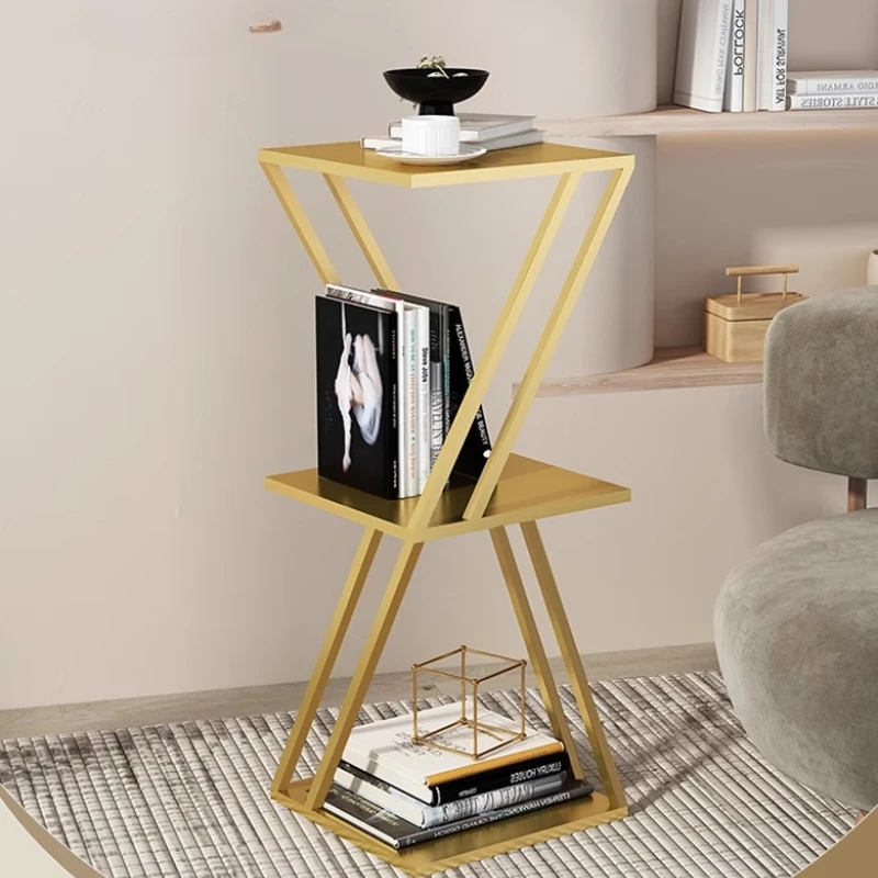 

Креативная металлическая угловая полка, современная стильная стоячая книжная полка и органайзер для гостиной, легкая роскошная офисная полка для журналов