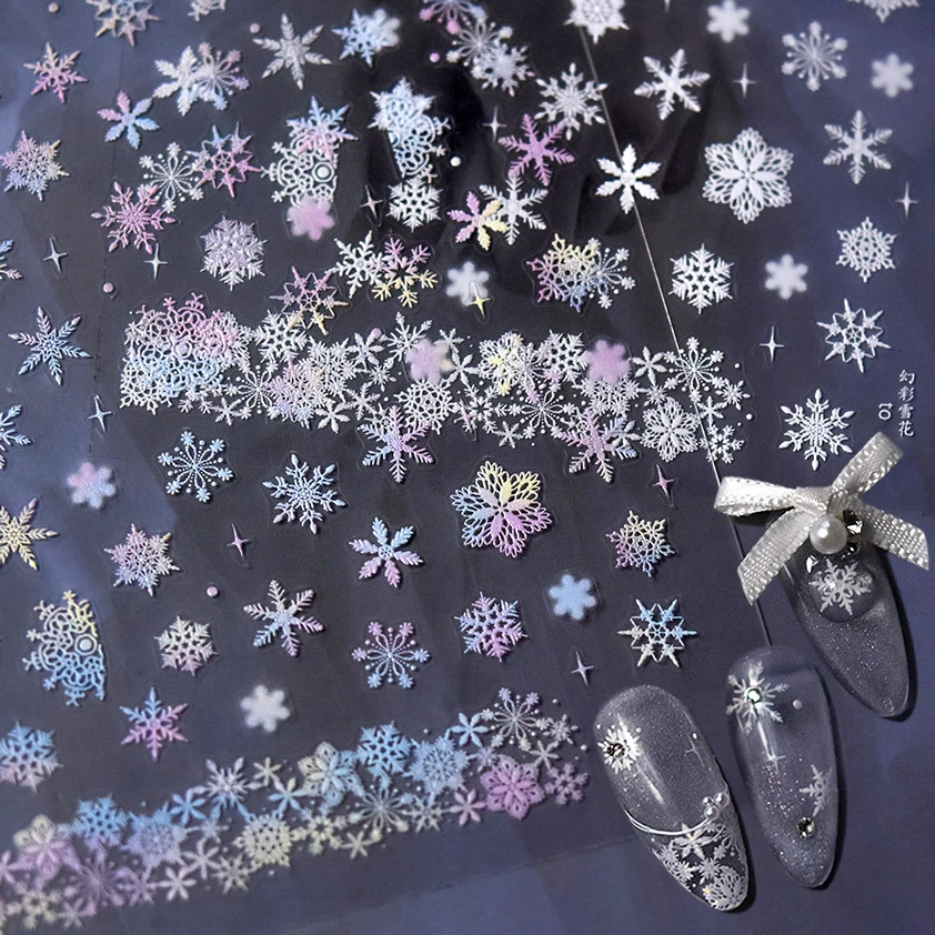 Colorful Gradient Snowflakes Snowman Bear Crystal Ball Christmas Tree Elk Winter Bowknot Santa Nail Art Stickers Manicure Decals