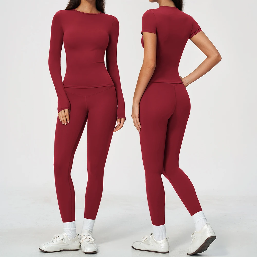 2PCS Yoga Suit Women Tracksuit Sports Set Gym Set Running Workout Clothes Long Sleeve Leggings Suit Athletic Wear Yoga Clothing