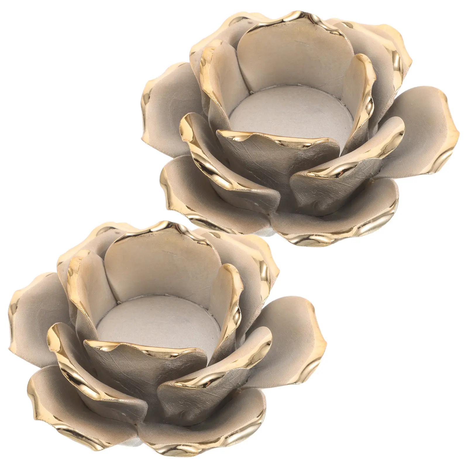 2Pcs Ceramic Flower Tea Light Holders Vintage Rose Floral Design Tabletop Decoration for Wedding Favors Thanksgiving