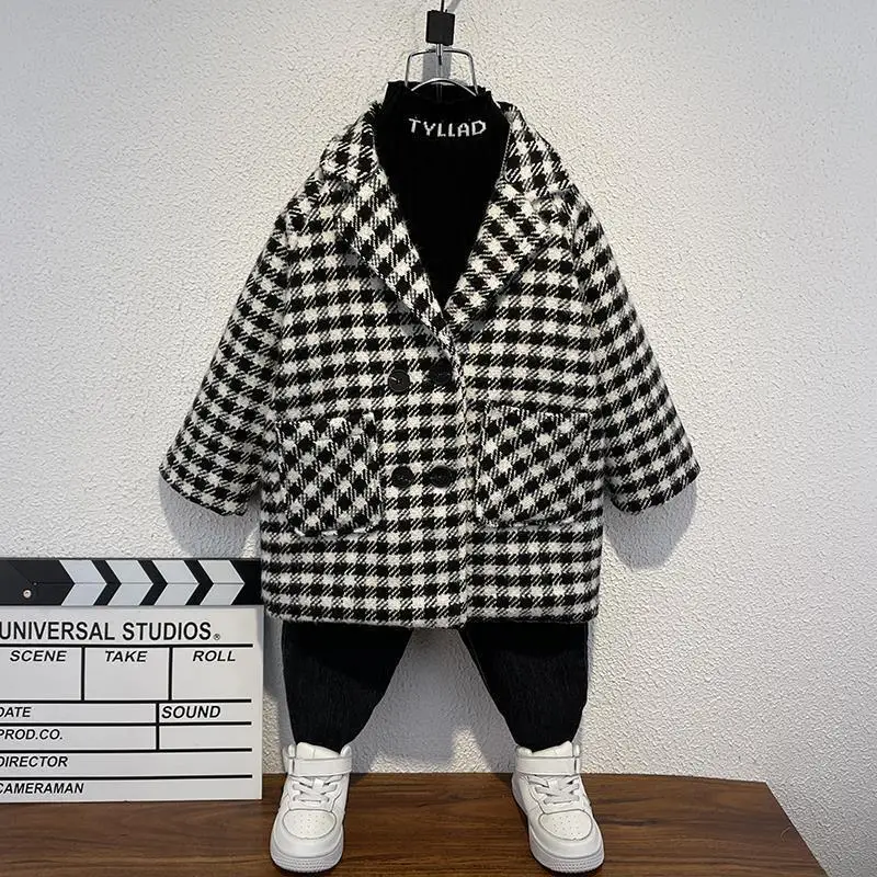 

Boys' Winter Coat 2023 New Baby Fashionable Cloth Coat Children's Fashionable Cotton Clip Thickened Mid length Coat